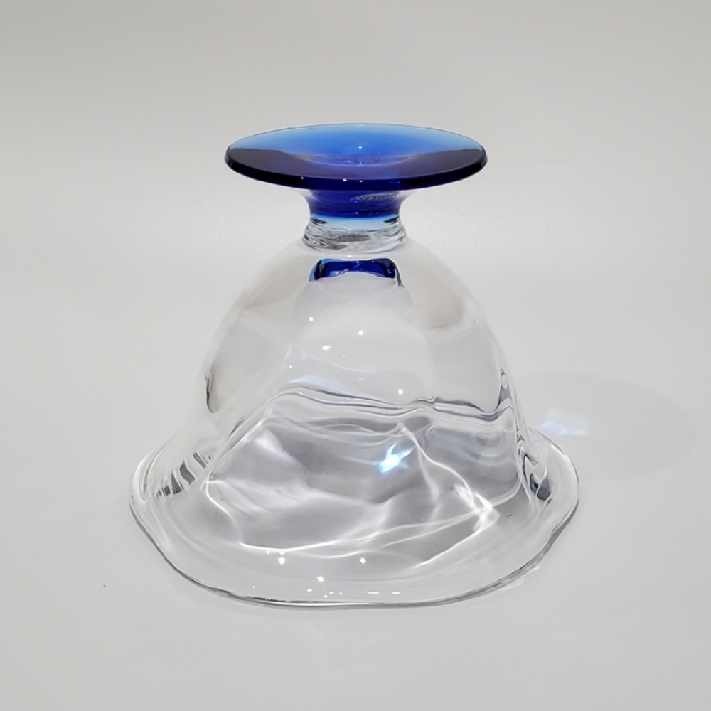 Orrefors Crystal Clear Bowl & Blue Pedestal Base - Picture 10 of 13